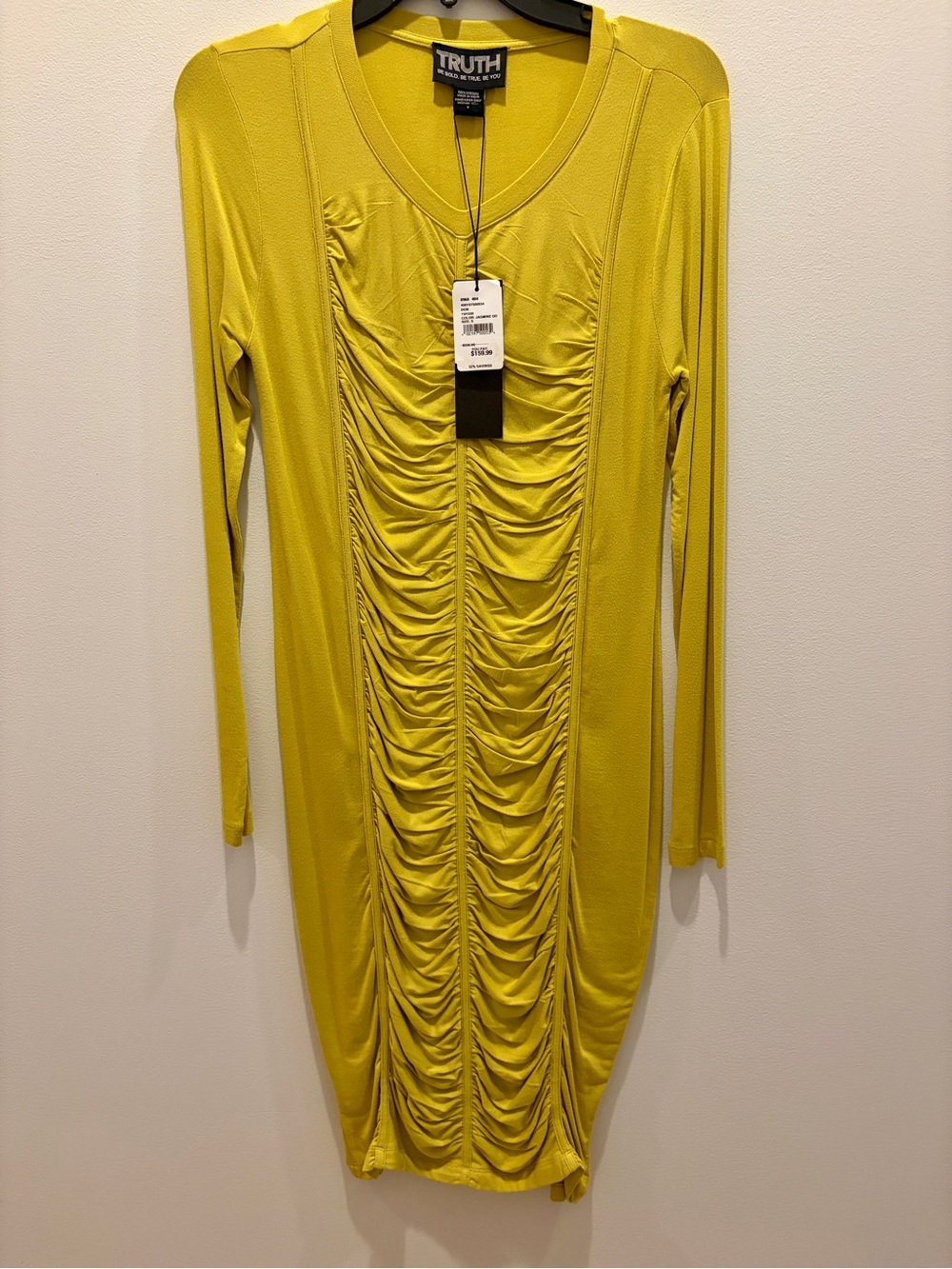 TRUTH Yellow Ruched Long Sleeve Bodycon Dress